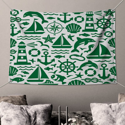 Tapisserie murale «Nautical Symbols» - décoration murale nautique
