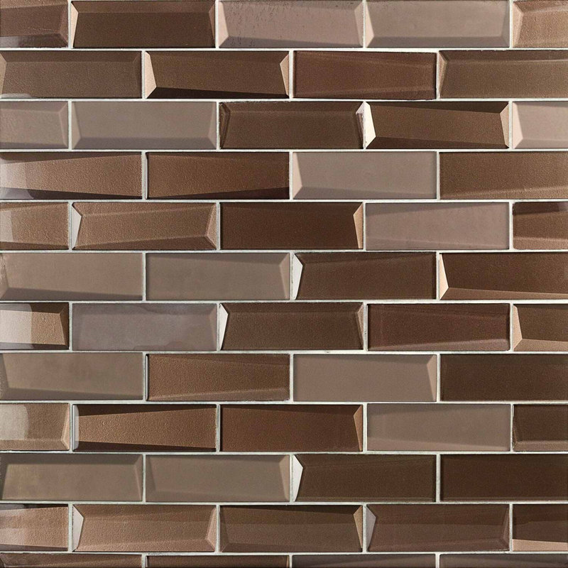 Remington 2x6 Polished Glass Subway Mosaic Tile, Bronze
