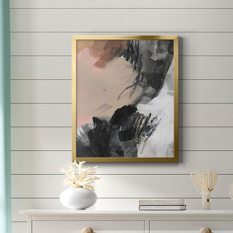 Toile encadrée de qualité supérieure «Unbleached Neutrals V» - prête à être accrochée, Or, H 24 po x l 20 po