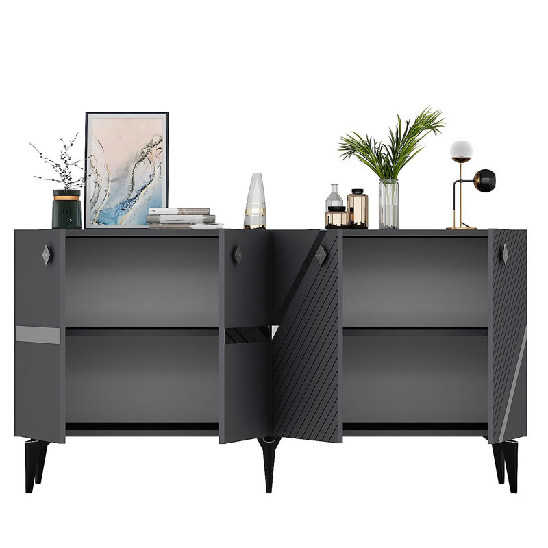 Zeiger 150 Cm Wide Sideboard, Grey/Silver