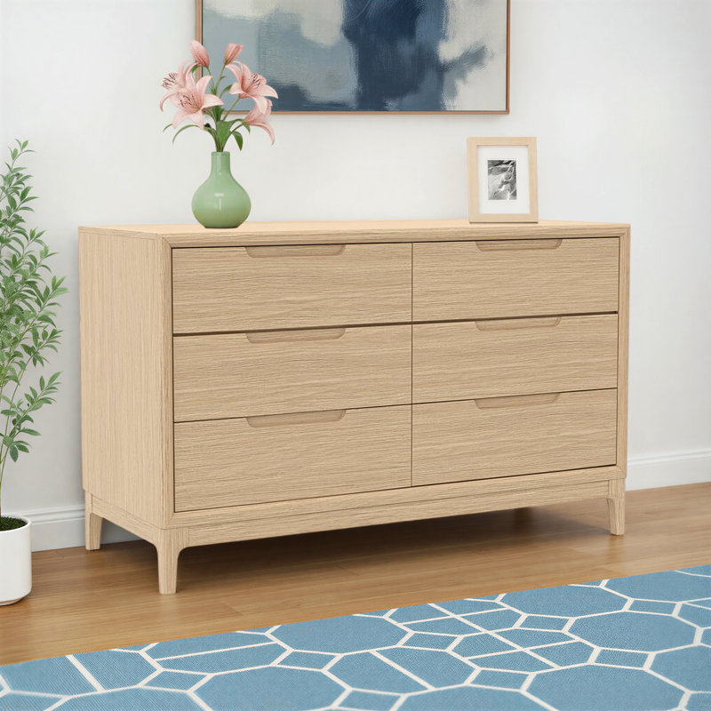 Rise 51'' W 6 - Drawer Dresser, Light Oak