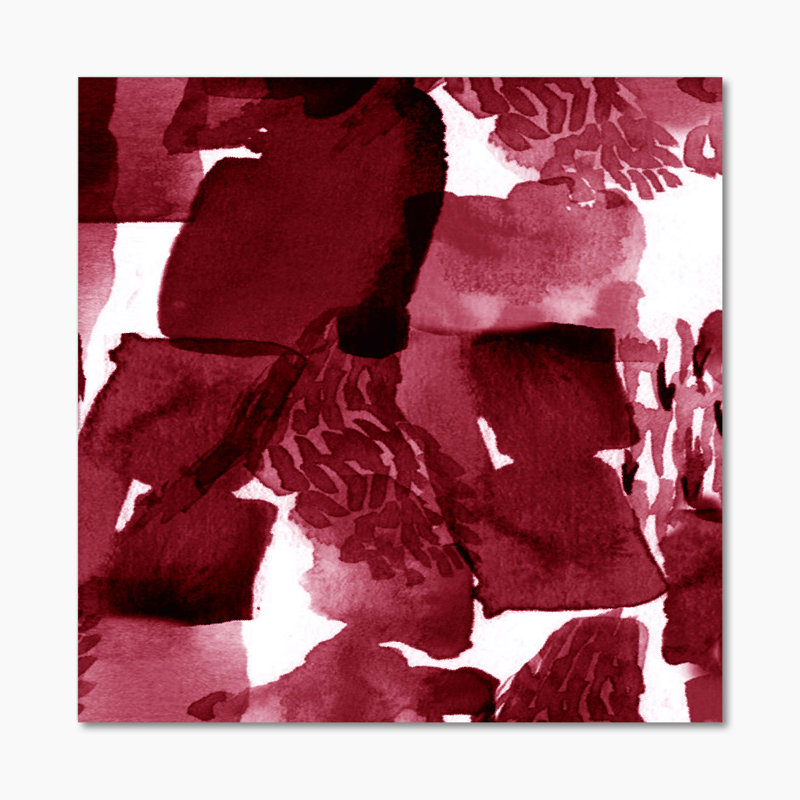 Abstrait bourgogne abstrait sur fond blanc - reproduction d'art moderne sur toile, H 16 po x l 16 po x P 1 po, Toile tendue