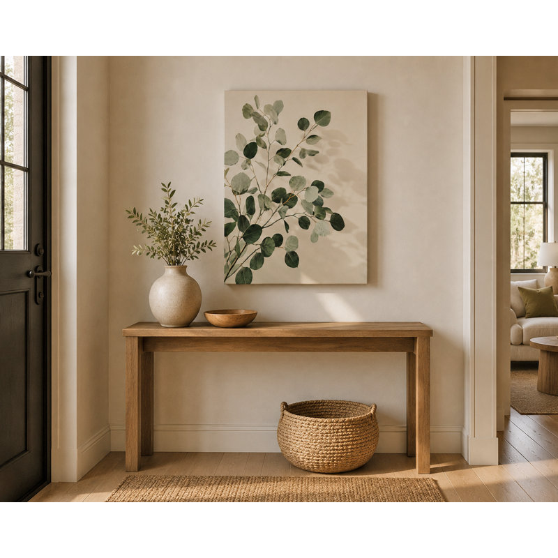 «Eucalyptus Branch Study», art mural botanique vert sur toile tendue, L 24 po x H 36 po x P 1,5 po