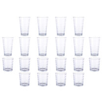 Circleware Chevron Drinking Glassware 16 Piece Entertaining Set of 8 + 8, 15.75 oz, 12.5 oz