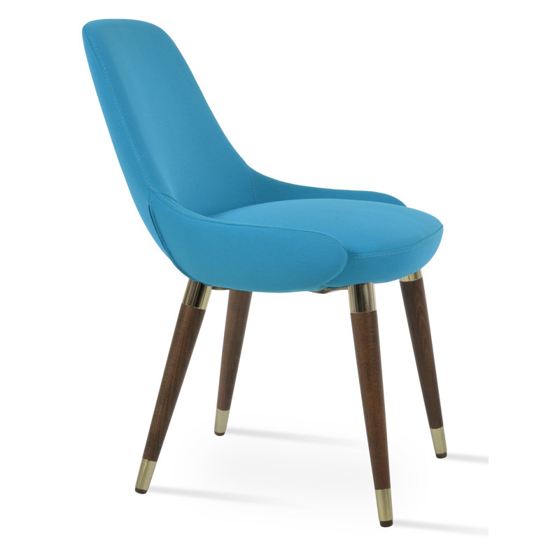 Chaise d'appoint en bois Gazel, Laine Camira turquoise
