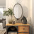 Black Metal Swivel Oval Room Wall Mirror, 15" x 7" x 29"-1372640831