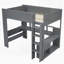 Lit mezzanine en bois avec bureau, tablettes multiples, DEL et station de charge