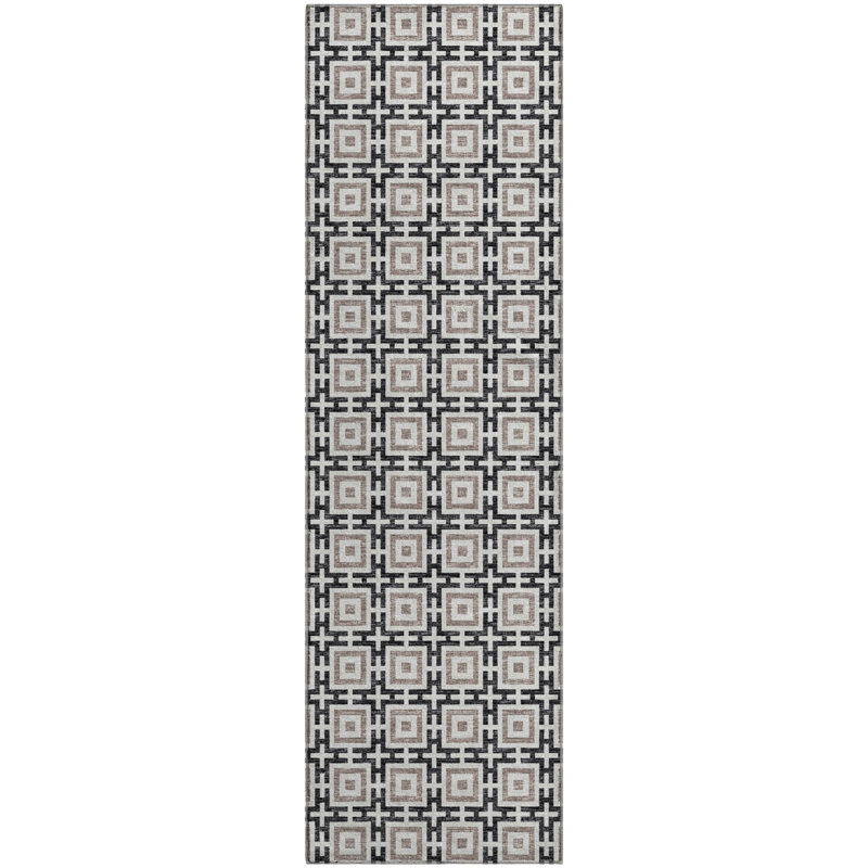 Premium Machine Washable Paullette AMF139 Black Rug, Runner 2'3" x 7'6"