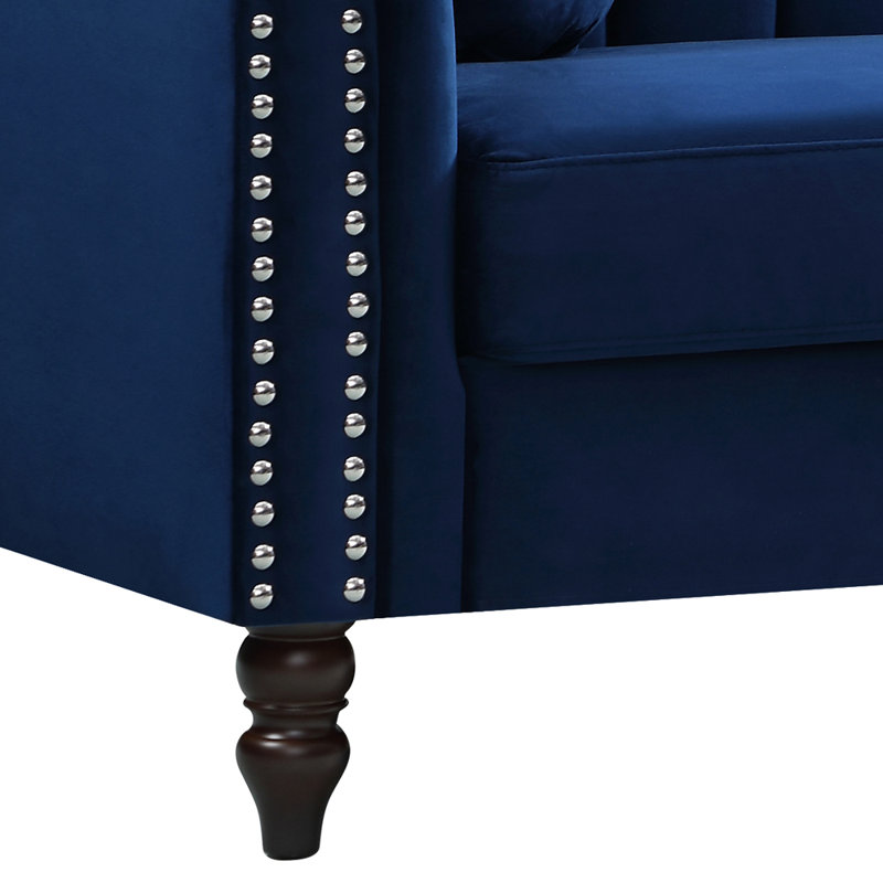 Mikole Upholstered Sofa, Navy Velvet, 31" H x 75" W x 31" D