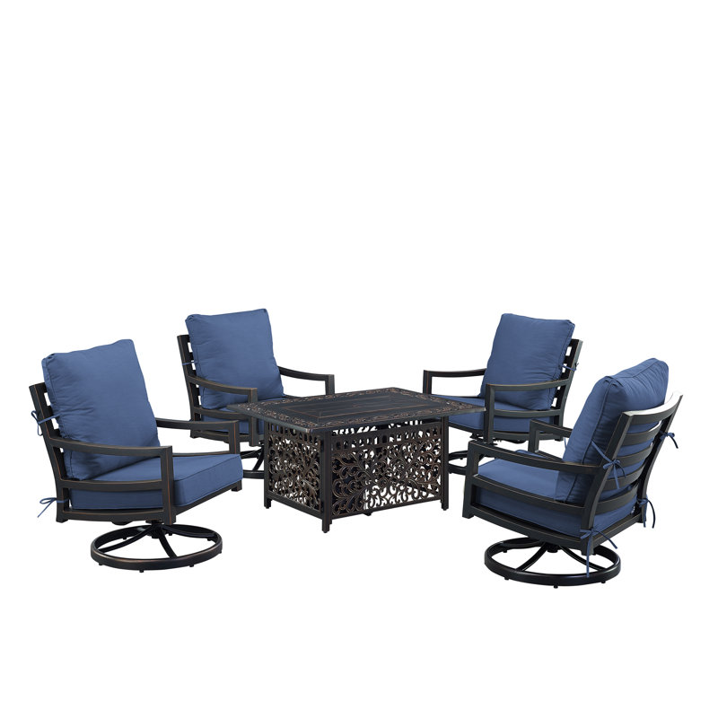 Demosthenes Outdoor 6 - Piece Conversation Set, Blue