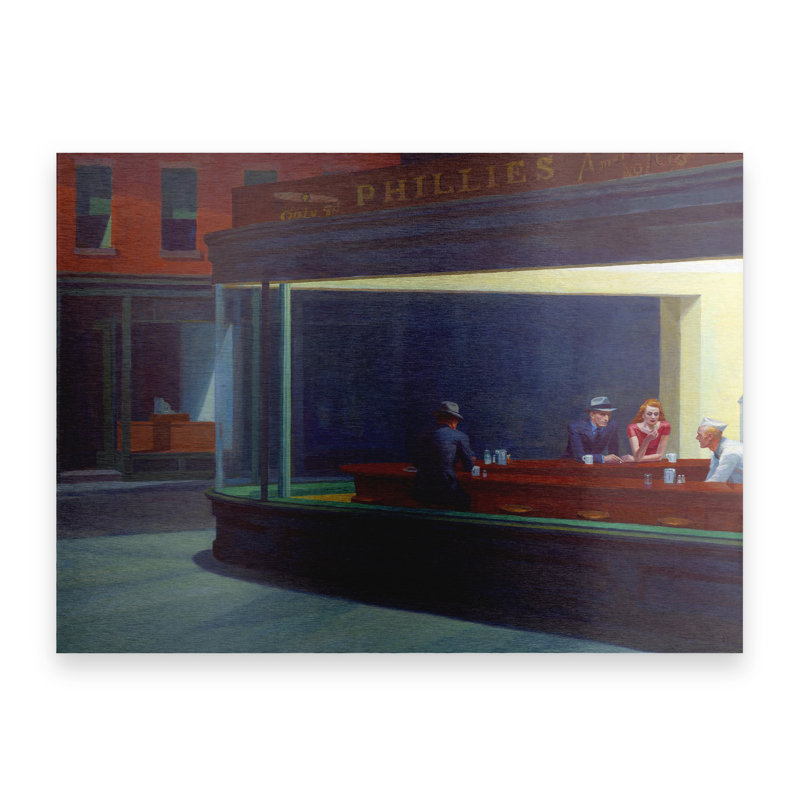 Art en aluminium brossé flottant Edward Nightper «Nighthawks»