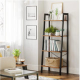 4-Tier Ladder Shelf Wall Ladder Bookshelf Bookcase