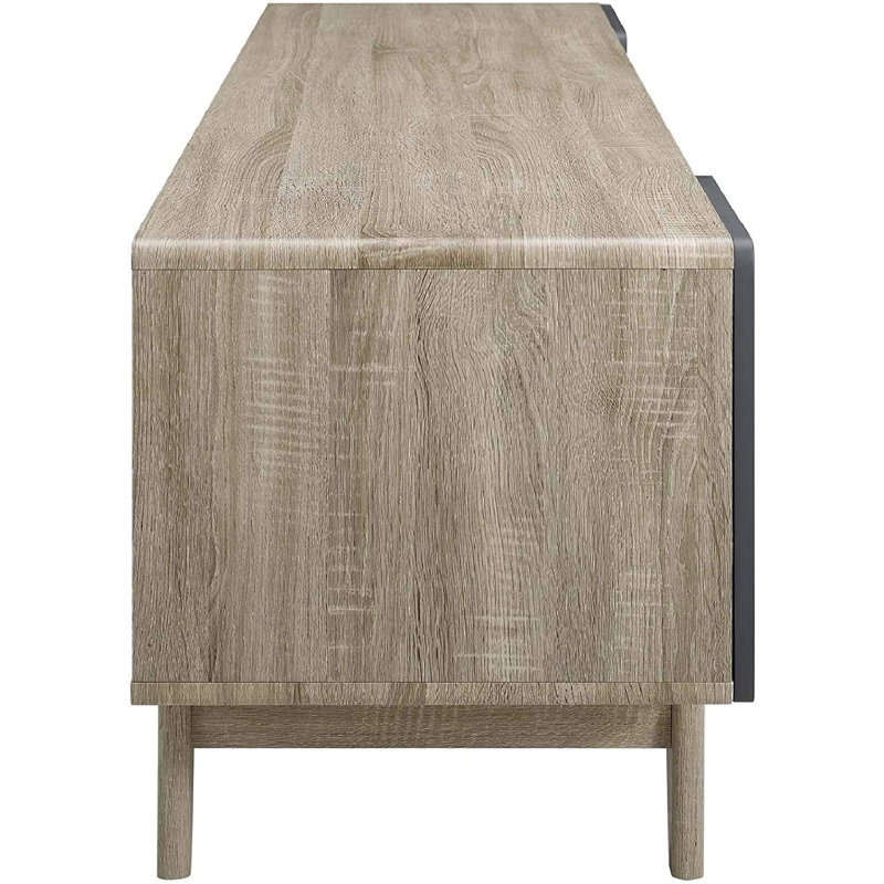 Unfinished TV Stand, Oak/Black