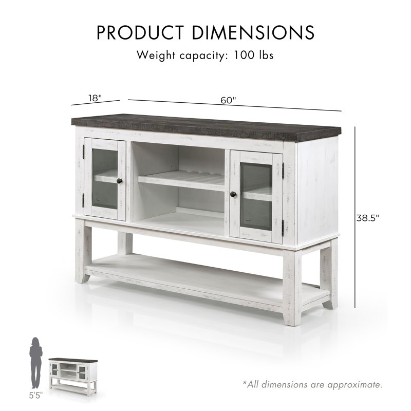 Zuria 60'' Sideboard, White/Gray