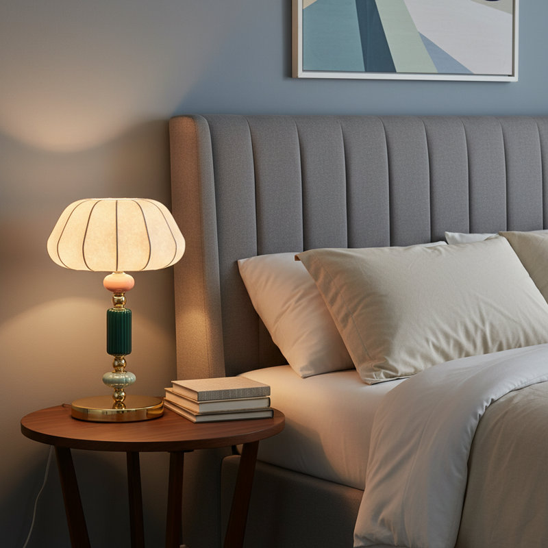 Lampe de table moderne en tissu blanc homologuée UL