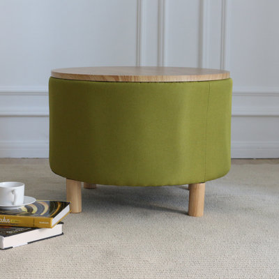 Table basse multifonctionnelle avec rangement pour le salon et la chambre à coucher en coton et en lin de grande capacité Sauget Pieds de couleur naturelle (crème)
