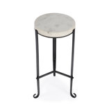 Freya Marble and Iron Round 11.5"W Side Table