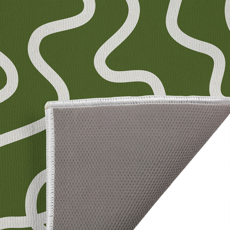 Tapis de toilette rectangulaire absorbant et antidérapant Squig, 34" W x 21" L, Olive Green