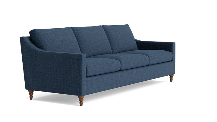 Vera Sofa (95"), Walnut Finish (Turned), Performance Weave - Navy