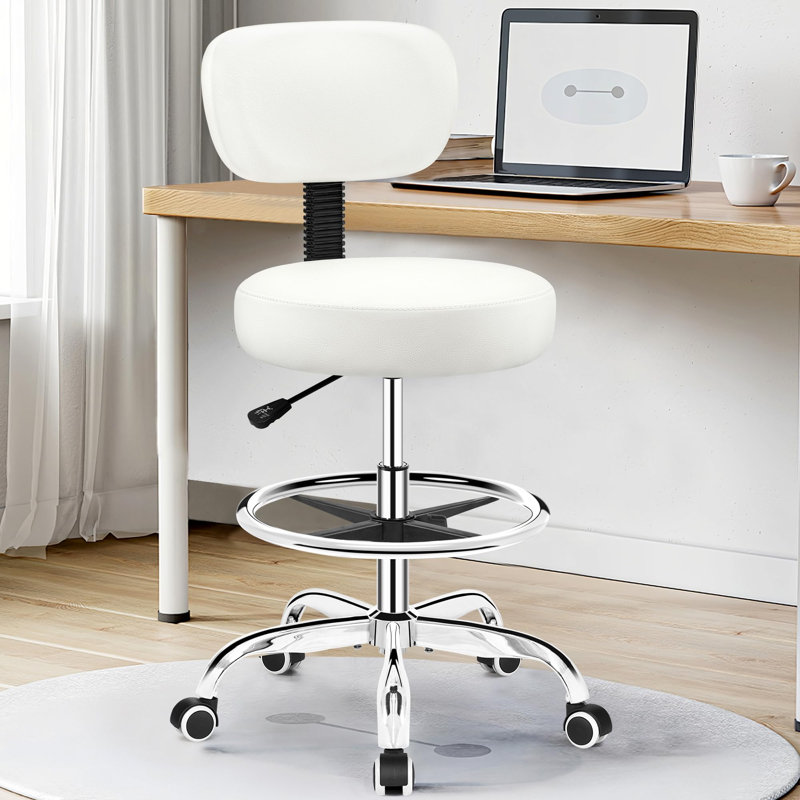 Chaise de dessinateur avec dossier, Poli, Blanc