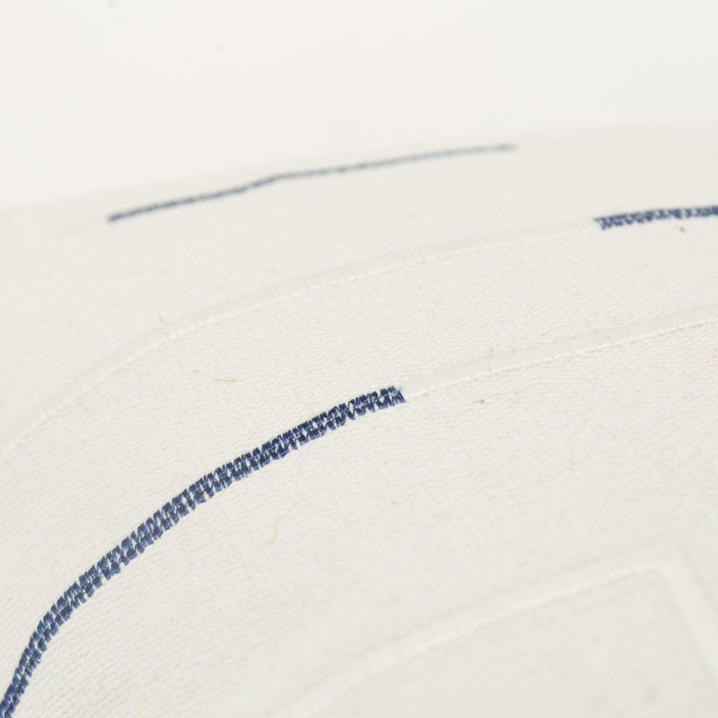 Odile Geometric Cotton Lumbar Throw Pillow, Ivory/Dark Blue