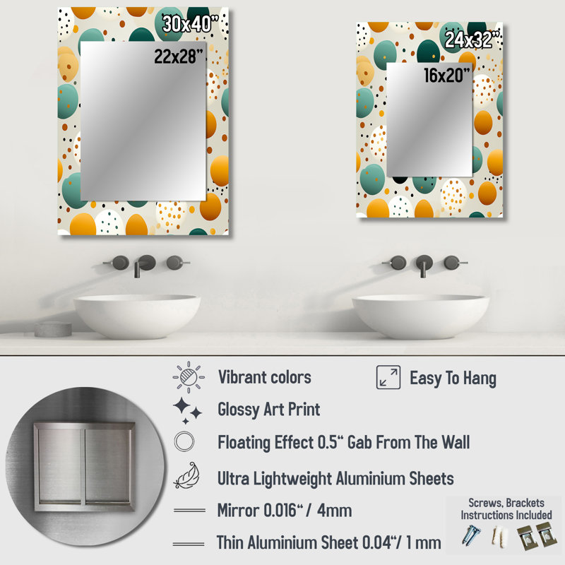 Motif à pois Shateka Urban Oasis - miroir mural à pois, impression graphique, miroir décoratif géométrique, impression d'art en métal
