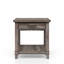 Rustic Gray End Table With Storage And Charging Setup 24.01 In. Wide Facility