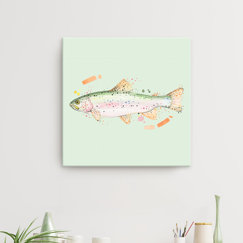 «Green Trout» par Brandon Thomas, reproduction d'art sur toile tendue, H 12 po x l 12 po x P 1,5 po