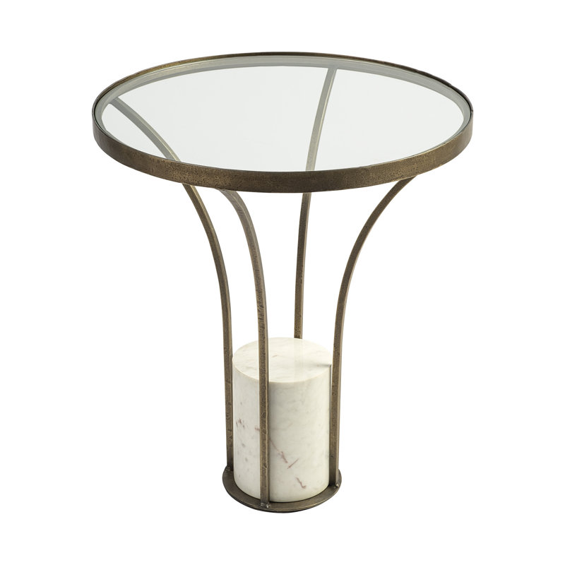 Table de bout ronde 24 po en verre noir et blanc