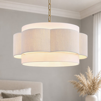 20" 4-Light Scalloped Rope Drum Chandelier
