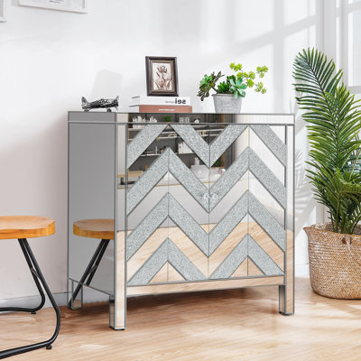 Storage Cabinet With Mirror Trim And M Shape Design Spliced Combination For Living Room, Dining Room, Entryway, Kitchen by George Oliver