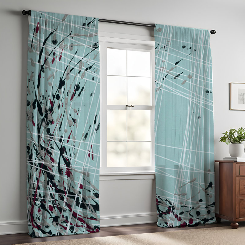 Paire de rideaux semi-transparents en polyester sahithi, L 56 po x H 78 po