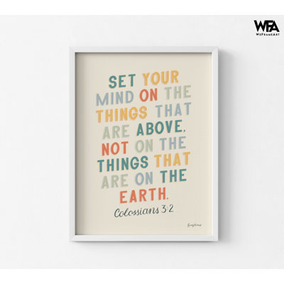 Spiritual Guide Sign Poster Print, Catholic Bible Quote Decor, Colossians 3:2 Poster Print, Biblical Artwork Office Decor