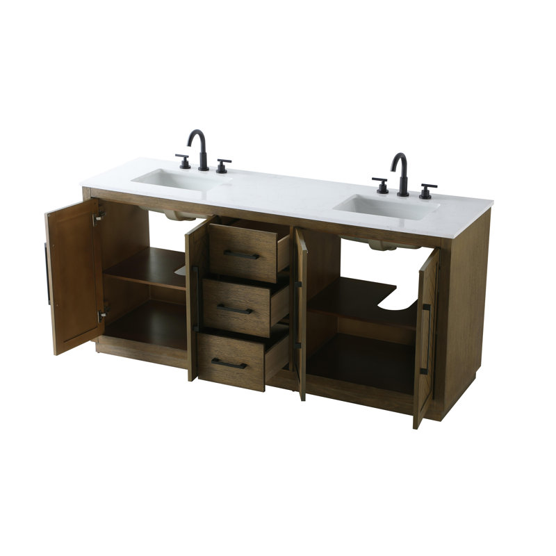 Meuble-lavabo double 72 po, Chêne noisette, 72"