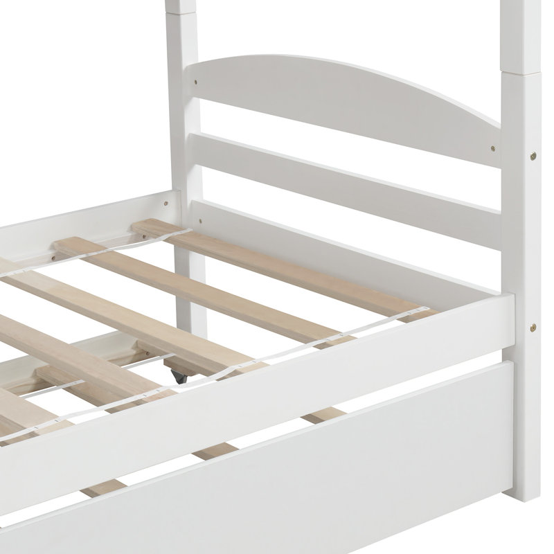 Nevaeh Twin over Twin L-Shaped Bunk Beds with Trundle, White