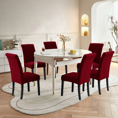 Housses de chaise, housses de chaise de salle à manger, protection de siège extensible, ensemble de 6