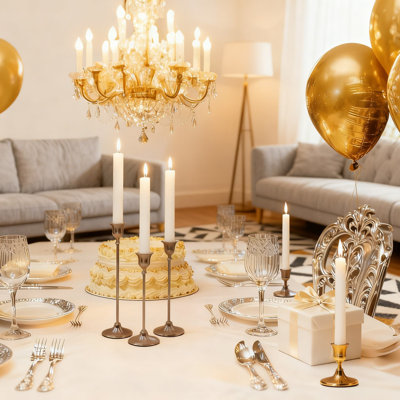 Vintage Metal Taper Candle Holders 9PCS Set, Gold Candelabra For Table Mantel Wedding Party Festive Christmas Decorations With Sturdy Base And Easy Assembly