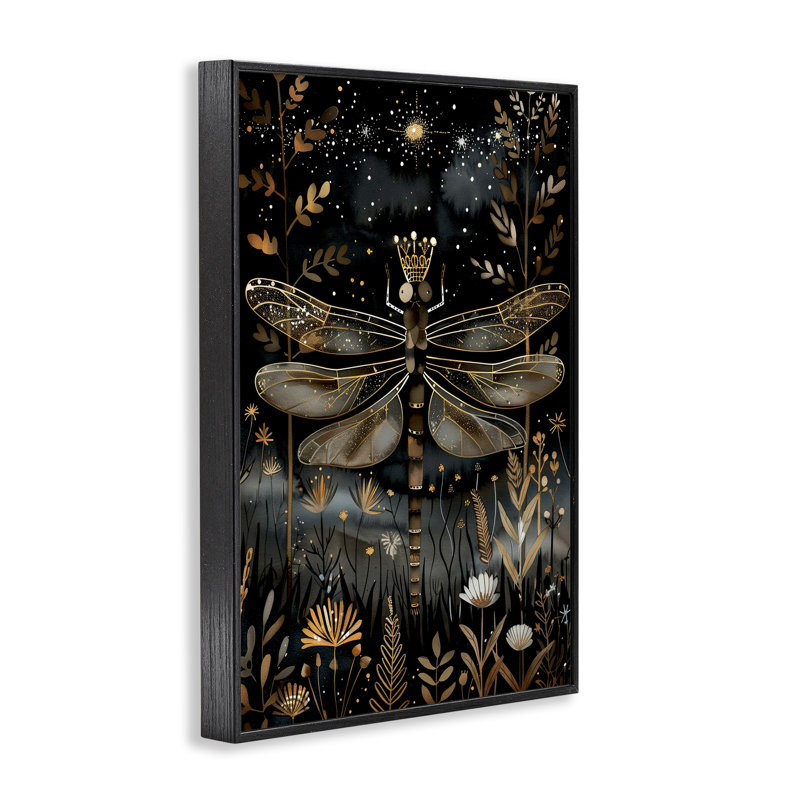Libellule dorée Regal, giclée par The Dutch Lady, Giclée encadrée noir minuit, H 30 po x l 20 po