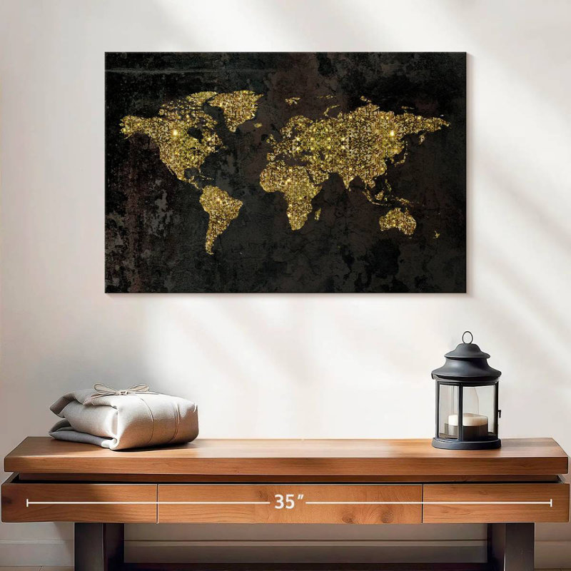 Carte du monde Aliaz Glitzy Gold, H 16 po x l 24 po