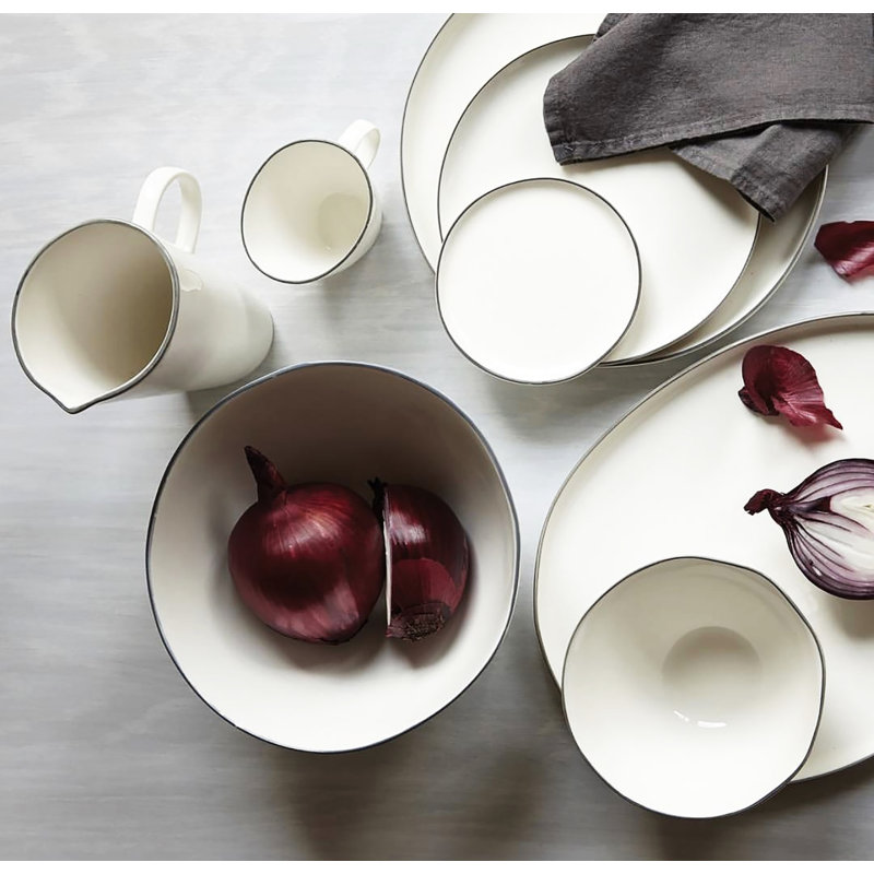 Canvas Home Abbesses Colored Rim Porcelain Dinner Plate, Grey