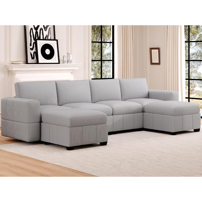 Canapé modulaire réversible avec rangement 6 pièces, Gris
