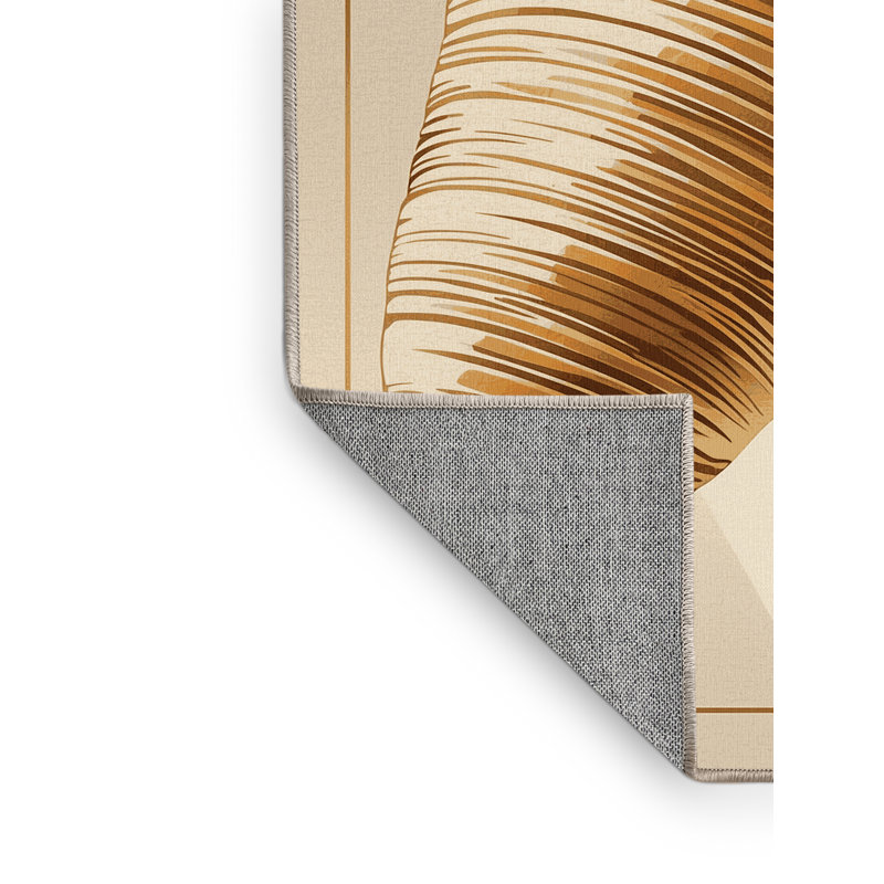 Machine Washable Kirkwood Croissant Posh & Luxe Rug in Beige – Beige Binding, 4x6