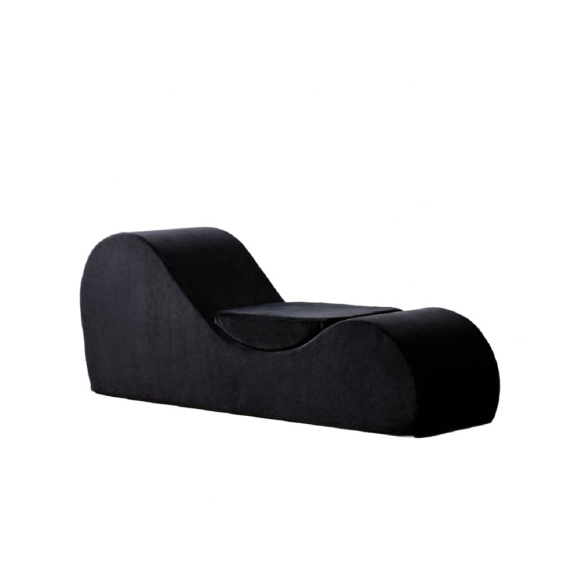 Ergonomic Black Chaise Lounge, Soft & Firm High Foam Core, Removable Washable Cover Lounge Chair, Foam, For Spine Health