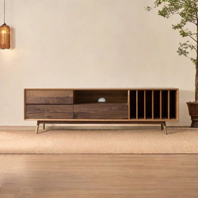Simple solid wood black walnut TV cabinet