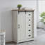 Commode 5 tiroirs avec porte de grange coulissante, commode haute de style campagne moderne à 5 tiroirs, commode de rangement pour chambre à coucher, couloir, salon, chambre d'enfant BLANC
