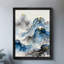 Peinture à l'encre noire encadrée noire est comme des montagnes en cascade-1053238283