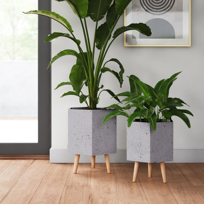 Ensemble de pots à fleurs en métal 2 pièces Anniston, gris