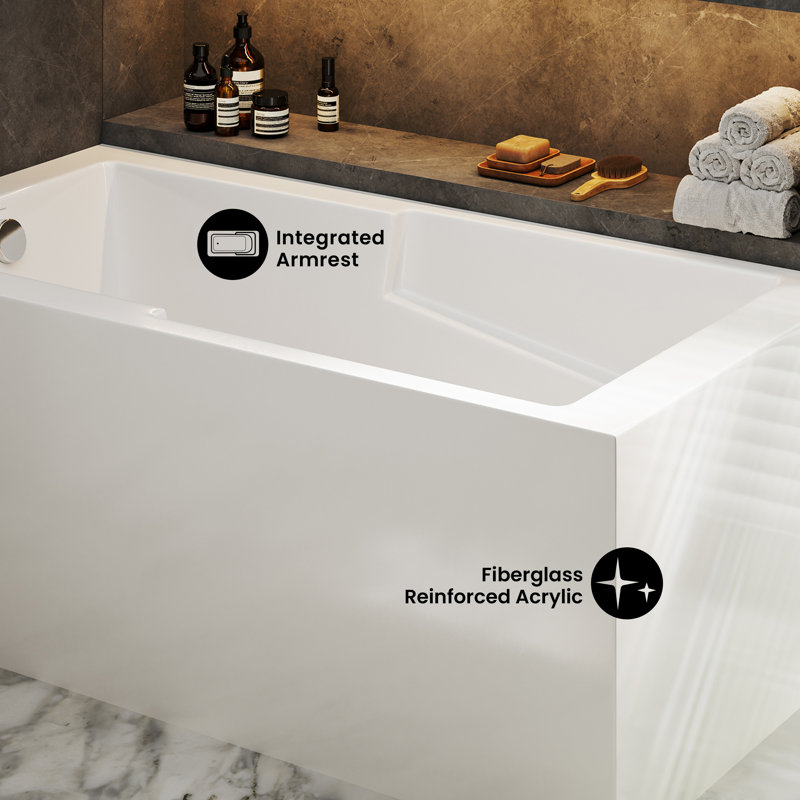 Baignoire en alcôve avec tablier d'angle 60 "x 32" Claire, Gauche