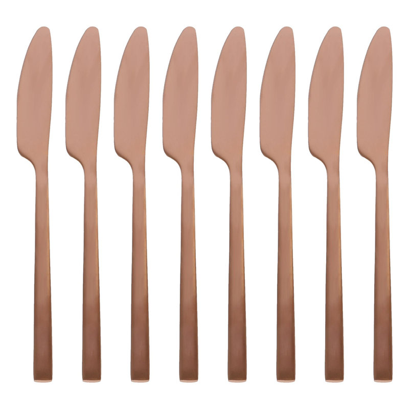 Stainless Steel Dinner Knives - 21cm - Pack of 8, Copper