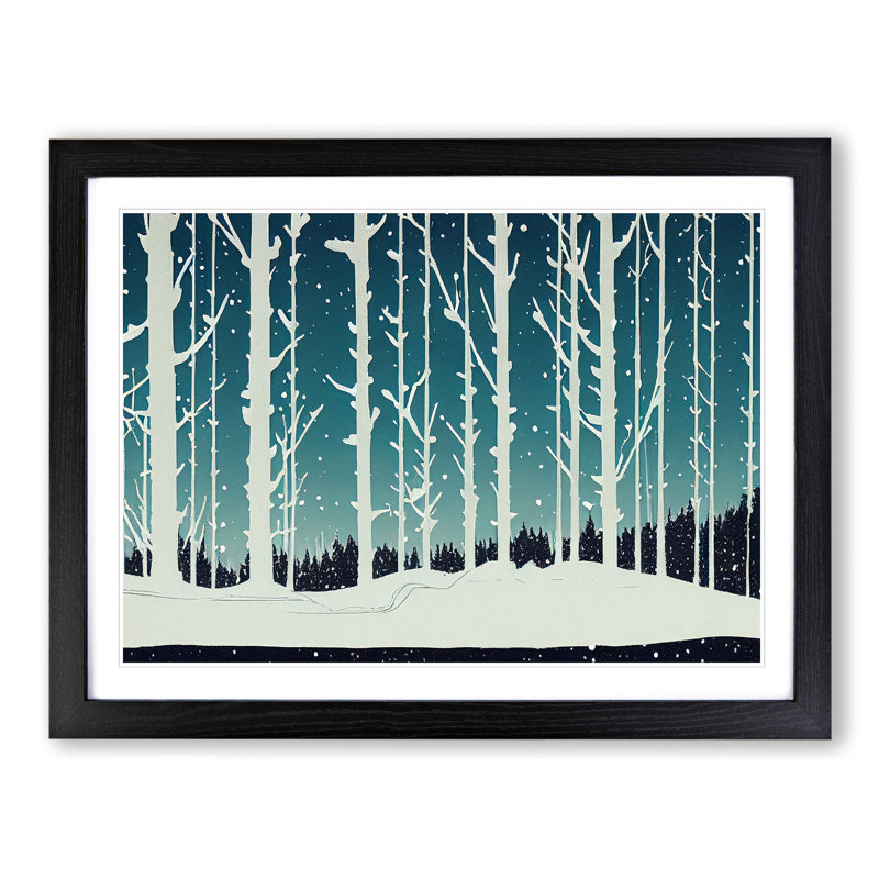 Intense Winter Forest Abstract - Single Picture Frame Print, Black, 46cm H x 64cm W x 2cm D